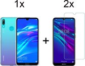 Huawei Y6 2019 hoesje siliconen case hoes cover transparant - 2x Huawei Y6 2019 Screenprotector