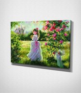 Garden Girl - 100 x 70 cm - Schilderij - Canvas - Slaapkamer - Wanddecoratie  - Slaapkamer - Foto op canvas