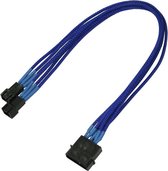 Nanoxia 900200015 kabeladapter/verloopstukje 4-pin molex 2 x 3-pin molex Blauw
