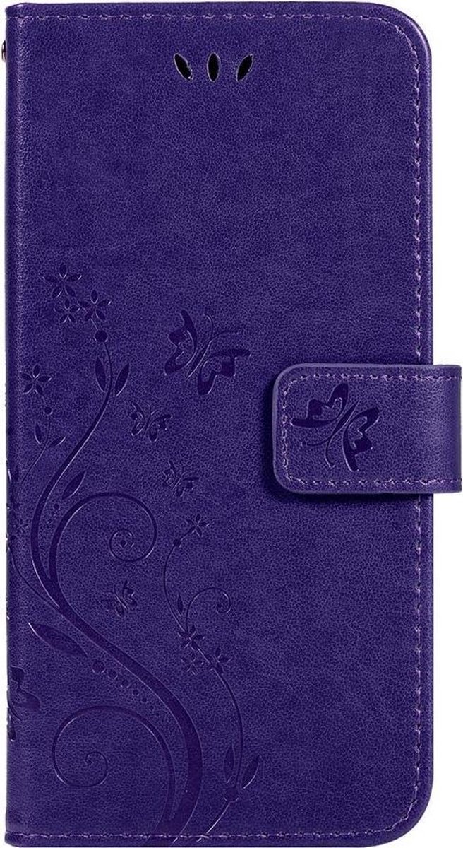 Bloemen & Vlinders Book Case - Geschikt voor Samsung Galaxy S10e Hoesje - Paars