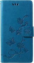 Motorola Moto G7 / G7 Plus Hoesje - Bloemen Book Case - Blauw