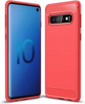 Armor Brushed TPU Back Cover - Samsung Galaxy S10 Hoesje - Rood
