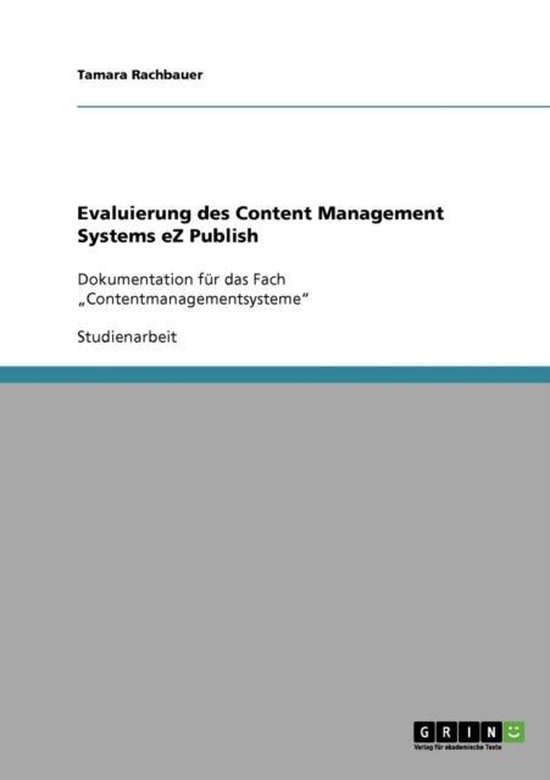 Evaluierung Des Content Management Systems EZ Publish - cover
