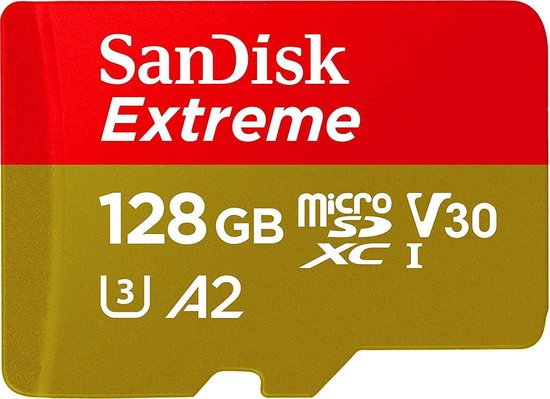 SanDisk Extreme MicroSDXC 128GB - U3 V30 A2 - 160MB/s - met adapter