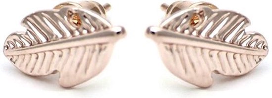 24/7 Jewelry Collection Veer Oorbellen - Blad - Leaf - Stud - Knopjes - Rosé Goudkleurig - Amodi