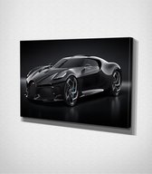 Bugatti La Voiture Noire Canvas - 100 x 70 cm - Auto - Schilderij - Canvas - Slaapkamer - Wanddecoratie  - Slaapkamer - Foto op canvas