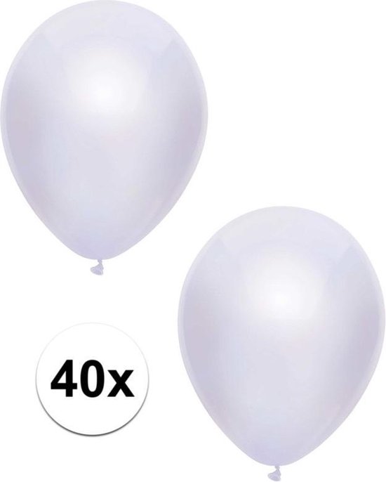 40x Witte metallic ballonnen 30 - Feestversiering/decoratie ballonnen wit | bol.com