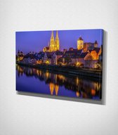 Regensburg Germany Canvas - 60 x 40 cm - Steden - Schilderij - Canvas - Slaapkamer - Wanddecoratie  - Slaapkamer - Foto op canvas