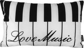 Love Music Kussenhoes | Katoen / Polyester | 30 x 50 cm | Zwart - Wit