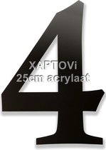 Xaptovi Huisnummer 4 Materiaal: Acrylaat - Hoogte: 25cm - Kleur: Zwart