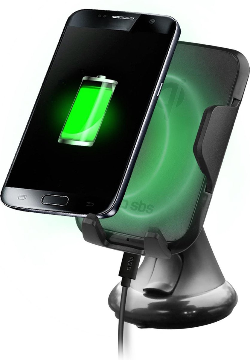 SBS Mobile Dashboard Autohouder 6 Inch / Qi Lader 5W - Zwart