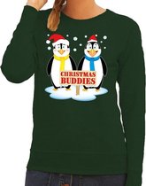 Foute kersttrui / sweater pinguin vriendjes groen voor dames - Kersttruien XS (34)