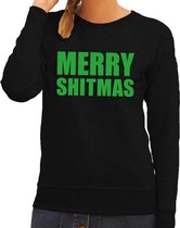 Foute kersttrui / sweater Merry Shitmas zwart voor dames - Kersttruien M (38)