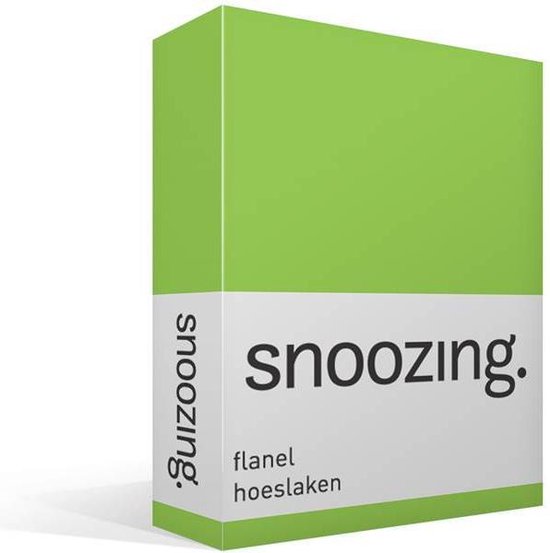 Snoozing - Flanel - Hoeslaken - Eenpersoons - 90x220 cm - Lime
