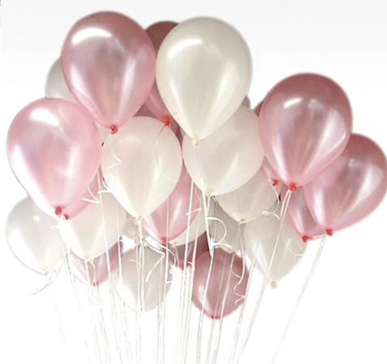 Betere bol.com | Luxe Ballonnen Roze Wit - 25 Stuks - Helium Ballonnenset YE-55