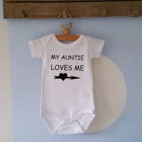 Baby Romper unisex My auntie loves me ( tante ) |korte mouw | wit | maat  50/56 | bol.com