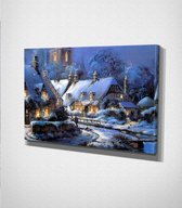 Winter Village - 30 x 40 cm - Schilderij - Canvas - Slaapkamer - Wanddecoratie  - Slaapkamer - Foto op canvas