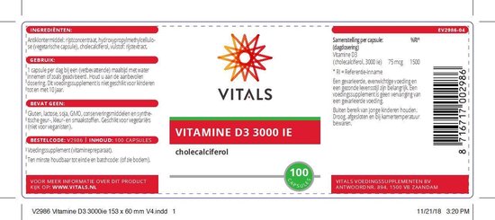 Prominent vertalen Gelijkenis Vitals vitamine d 3000 ie.caps 100 st | bol.com