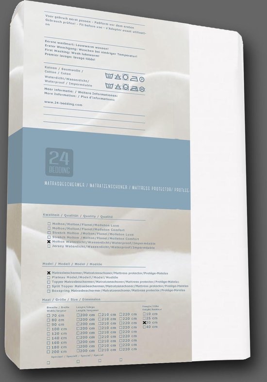 24-Bedding Waterdicht Molton Hoeslaken - Incontinentie Hoeslaken 160x200 cm