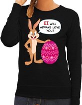 Paas sweater Ei will always love you zwart voor dames L