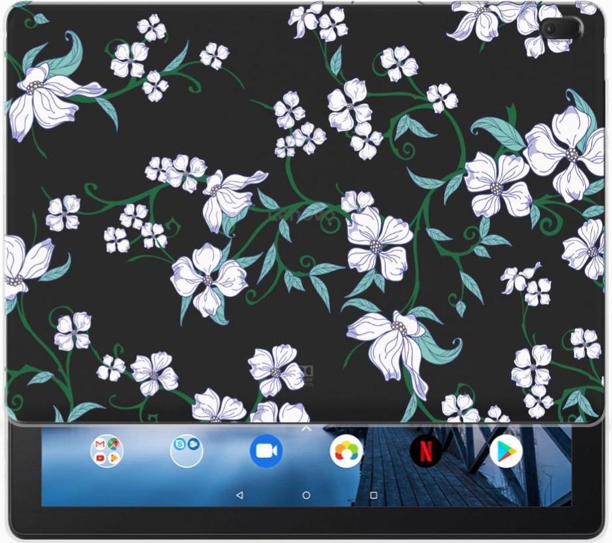 Back Cover voor Lenovo Tab E10 Uniek Siliconen Hoesje Blossom White
