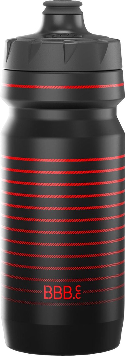BBB Cycling autotank bidon racefiets - inhoud 550 ml - drinkbus fiets met autoclose ventiel - zwart/rood gestreept - bwb-11