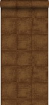 Origin behang effen glanzend koper bruin - 326312 - 53 x 1005 cm