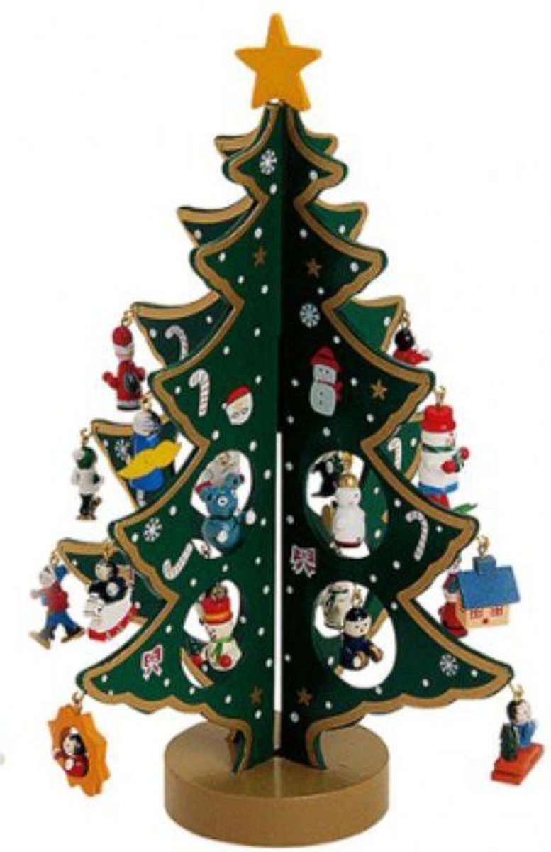 provincie wimper Fictief Houten kerstboom groen met diverse leuke hangers | bol.com