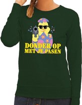 Fout paas sweater groen  donder op met je Pasen voor dames M