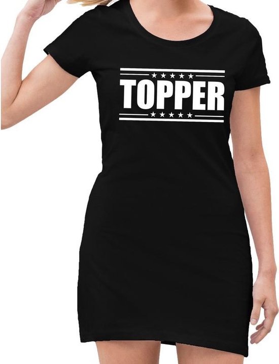 Toppers Topper jurkje zwart met witte letters voor dames 40