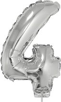XL cijferballon 100 cm zilver nummer 4 | nummerballon | nummer ballon | cijfer ballon