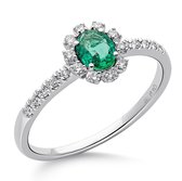 Orphelia RD-3928/EM/58 - Ring - Goud 18 kt - Diamant 0.14 ct / Smaragd 0.31 ct - 18.50 mm / maat 58
