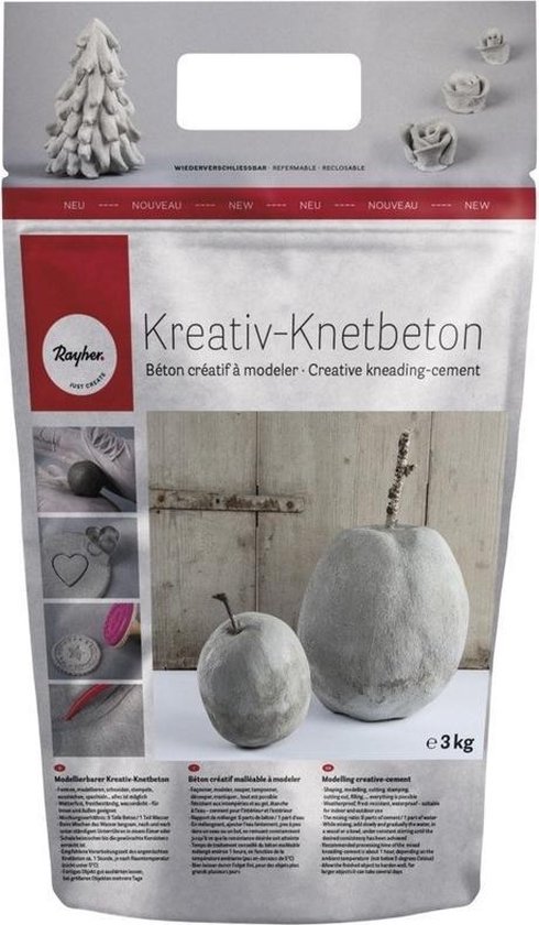 Creatief betonklei kneedbaar 3 kg - Kneedbaar cement klei - Hobby/knutsel materiaal bol.com