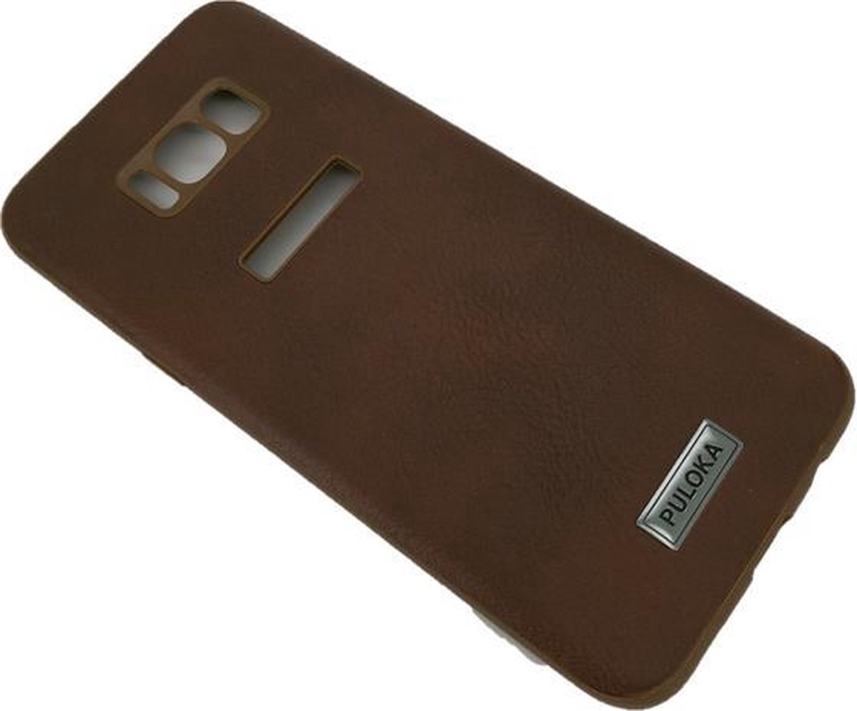Puloka Classic Leather Series - Hard Back Cover voor Samsung Galaxy S8 Plus - Leder Look - Bruin