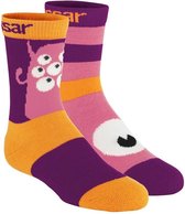 Monster sokken wol (2 paar) - roze/paars
