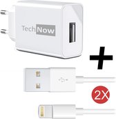 TechNow Oplader Fast Charge Snellader met 2x Lightning Kabel voor Apple iPhone / iPad - 12 Watt