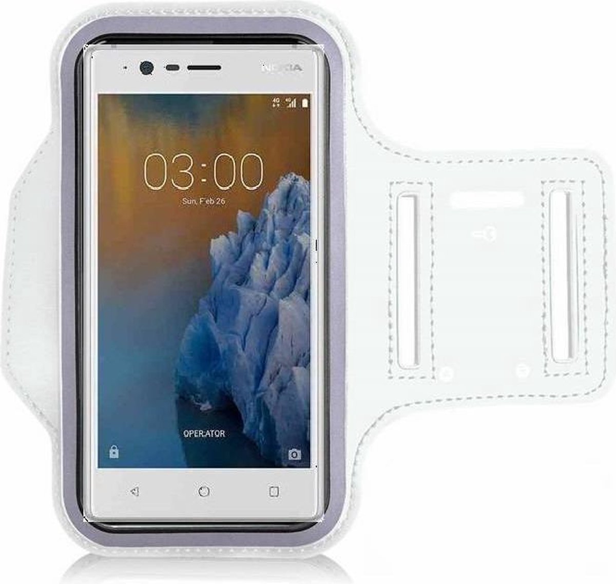 Pearlycase Hoesje Geschikt voor Nokia 3 - Sportarmband hoesje wit hardloopband