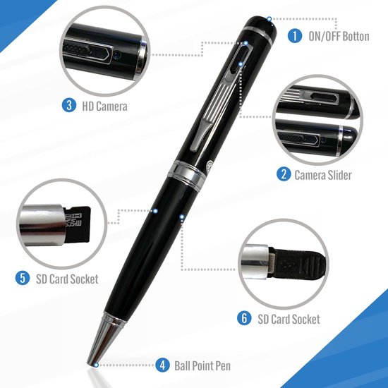Bol Com Verborgen Camera Spy Pen Webcam Camera Pen Met Vullingen 32gb Micro Sd Card Usb