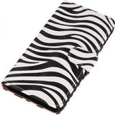 Zebra Bookstyle Wallet Case Hoesjes voor Huawei Honor 3C Wit