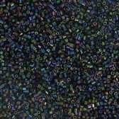 Glaskralen vierkant, [ rocailles ] regenboog RB/oliezwart, 450 gram