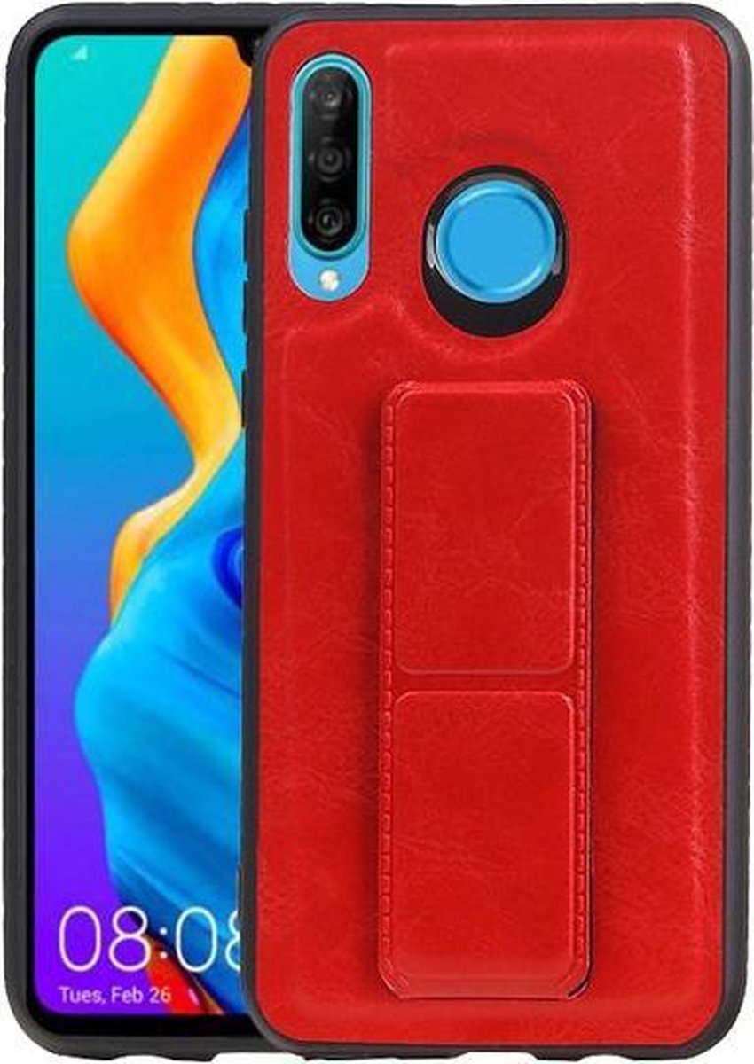 Grip Stand Hardcase Backcover voor Huawei P30 Lite / Nova 4E Rood