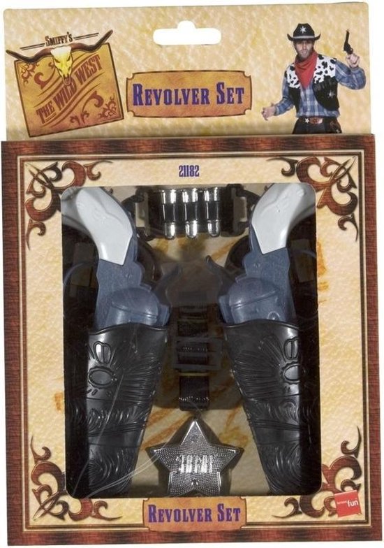 Cowboy verkleedset 2 revolvers met holster - Cowboy verkleedset - Verkleedkleding dames/heren/kinderen