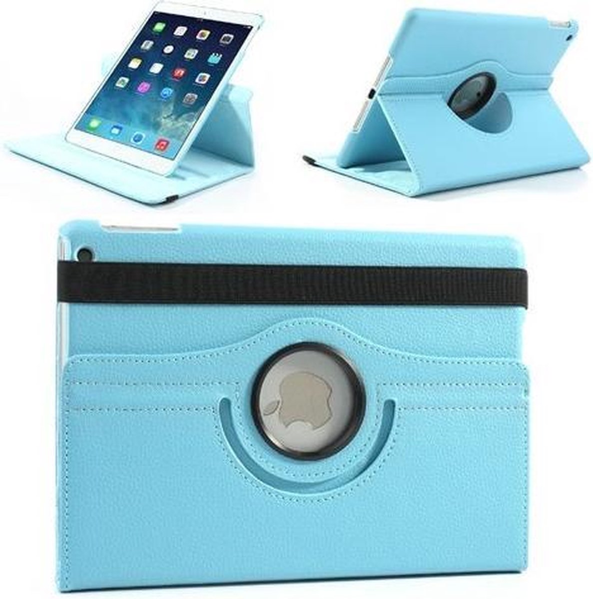 iPad mini 1, 2, 3 – 360 Graden draaibare Hoes – Lederen – Licht Blauw