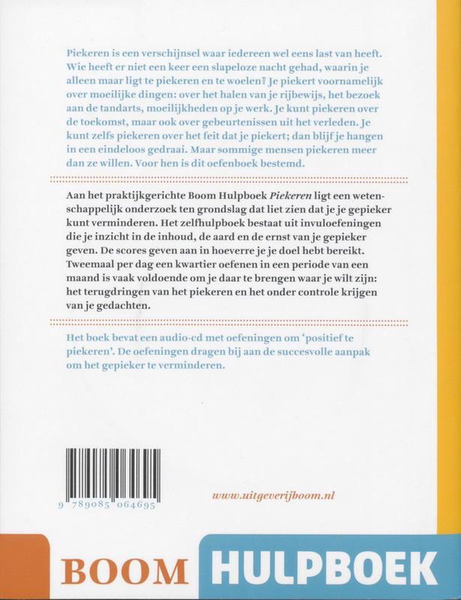 Boom Hulpboek - Piekeren - back cover