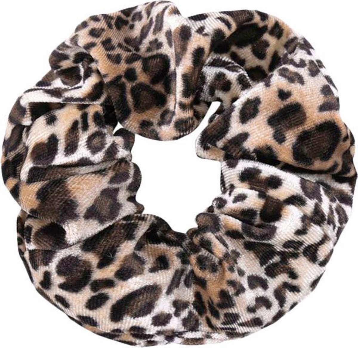 Velvet Scrunchie Leopard - Merkloos