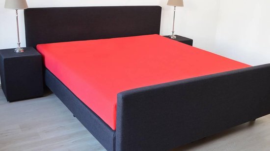 Snoozing - Katoen - Hoeslaken - - Extra haut lits jumeaux - 180x200 cm - Rouge