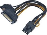 Akasa Stroom Adapter [2x SATA-stroomstekker - 1x PCIe-stekker 6-polig] 15.00 cm Zwart, Geel