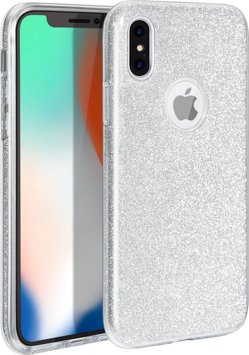 Backcover Hoesje Geschikt voor: iPhone Xr Glitters Siliconen TPU Case Zilver - BlingBling Cover