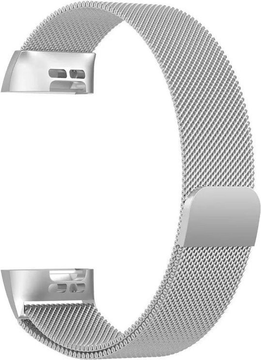 KELERINO. Milanees bandje geschikt voor Fitbit Charge 3 Zilver - Large