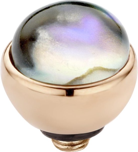twisted steen rond - Ros‚goudkleurig + Abalone - Dames - 8mm